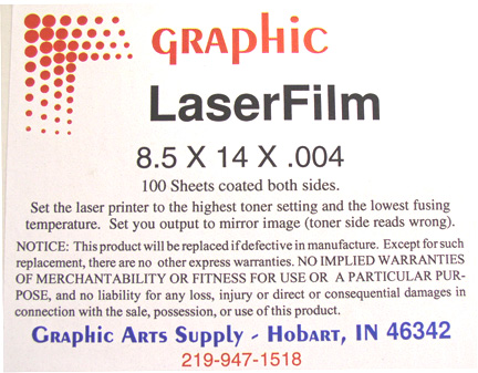 (image for) LF8514 Standard S4 Matte Laser Film 8 1/2" X 14" .004 100/box